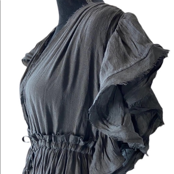 Talulah Black Crepe Ruffle Sleeve Maxi Dress Size M - Picture 4 of 5